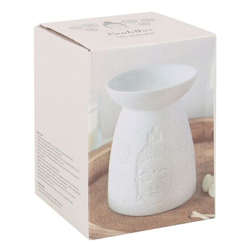 Tranquil Glow – White Ceramic Buddha Face Oil Burner & Wax Warmer