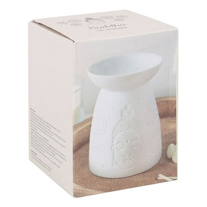 Tranquil Glow – White Ceramic Buddha Face Oil Burner & Wax Warmer