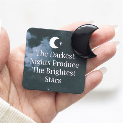 The Darkest Nights – Black Obsidian Crescent Moon Set