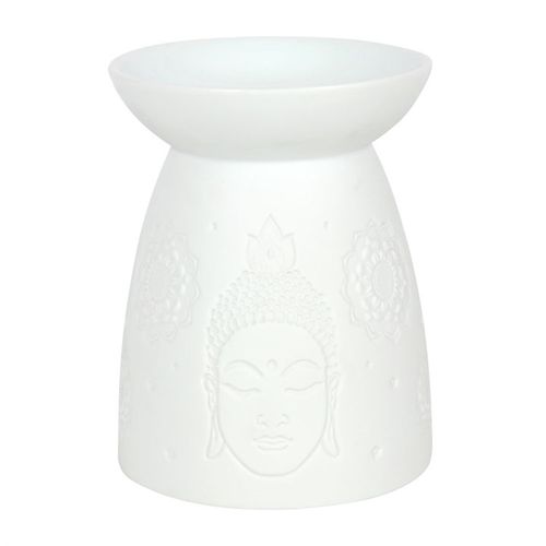 Tranquil Glow – White Ceramic Buddha Face Oil Burner & Wax Warmer