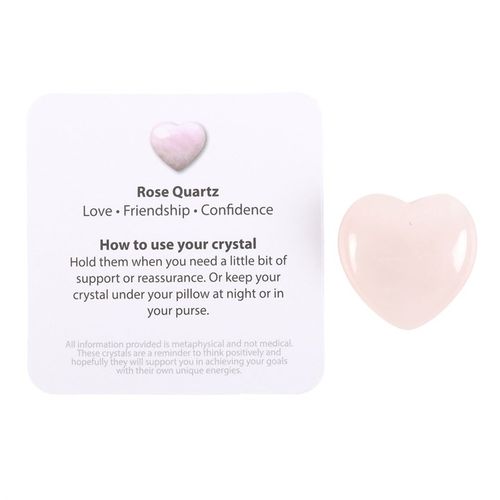 "I Love You" – Rose Quartz Crystal Heart in a Bag