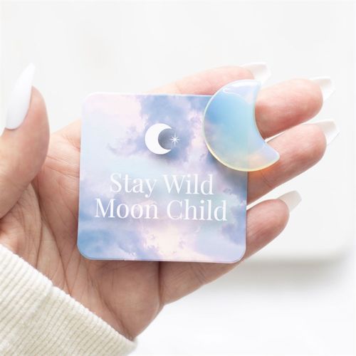 Stay Wild Opalite Crescent Moon