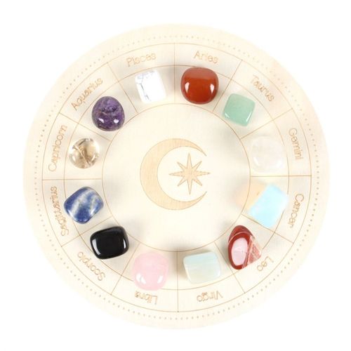 Astrology Wheel Crystal Grid Set – Cosmic Energy & Zodiac Alignment