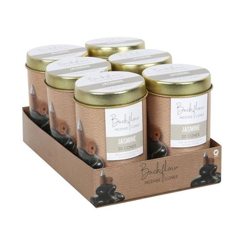 Elements Jasmine Bliss Jumbo Backflow Incense Cones – 6 Tins