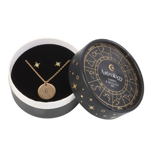 Cosmic Alignment – Astrology Wheel Earring & Necklace Set