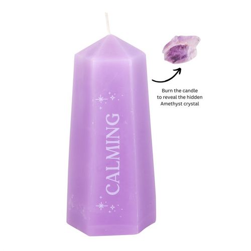 Calming Crystal Candle – Purple Amethyst Tower